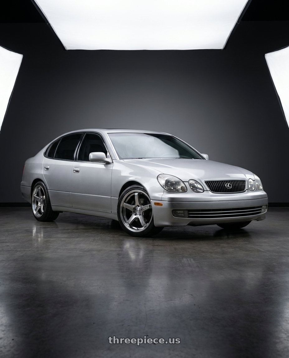 2001 Lexus Gs300 with F1R FC5 5x114 18x9.5 +38 Hyper Black/Polish Lip wheels