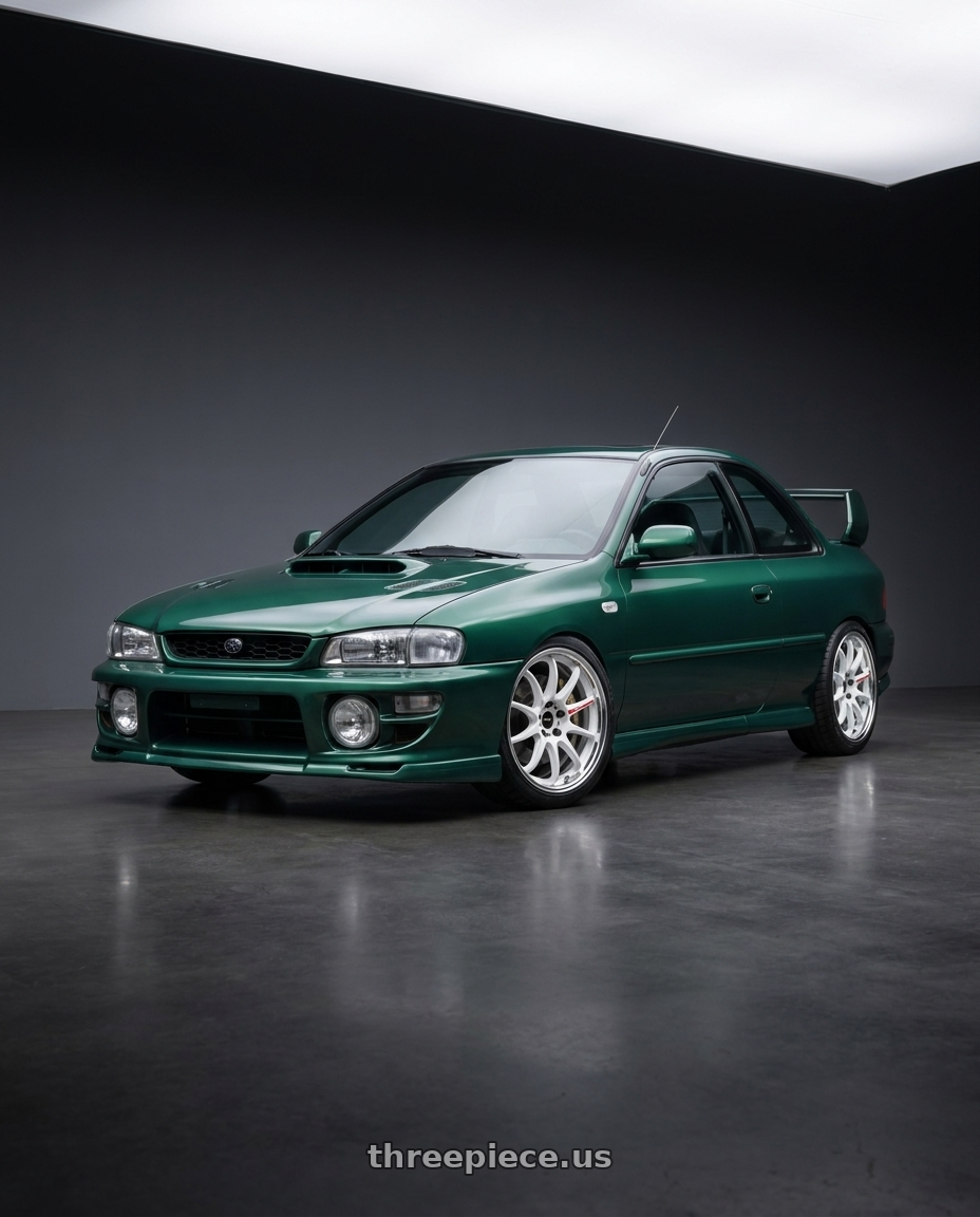 1998 impreza 2.5rs with Work Zr10 2P 5x100 18x7.5 +45 Azure White wheels