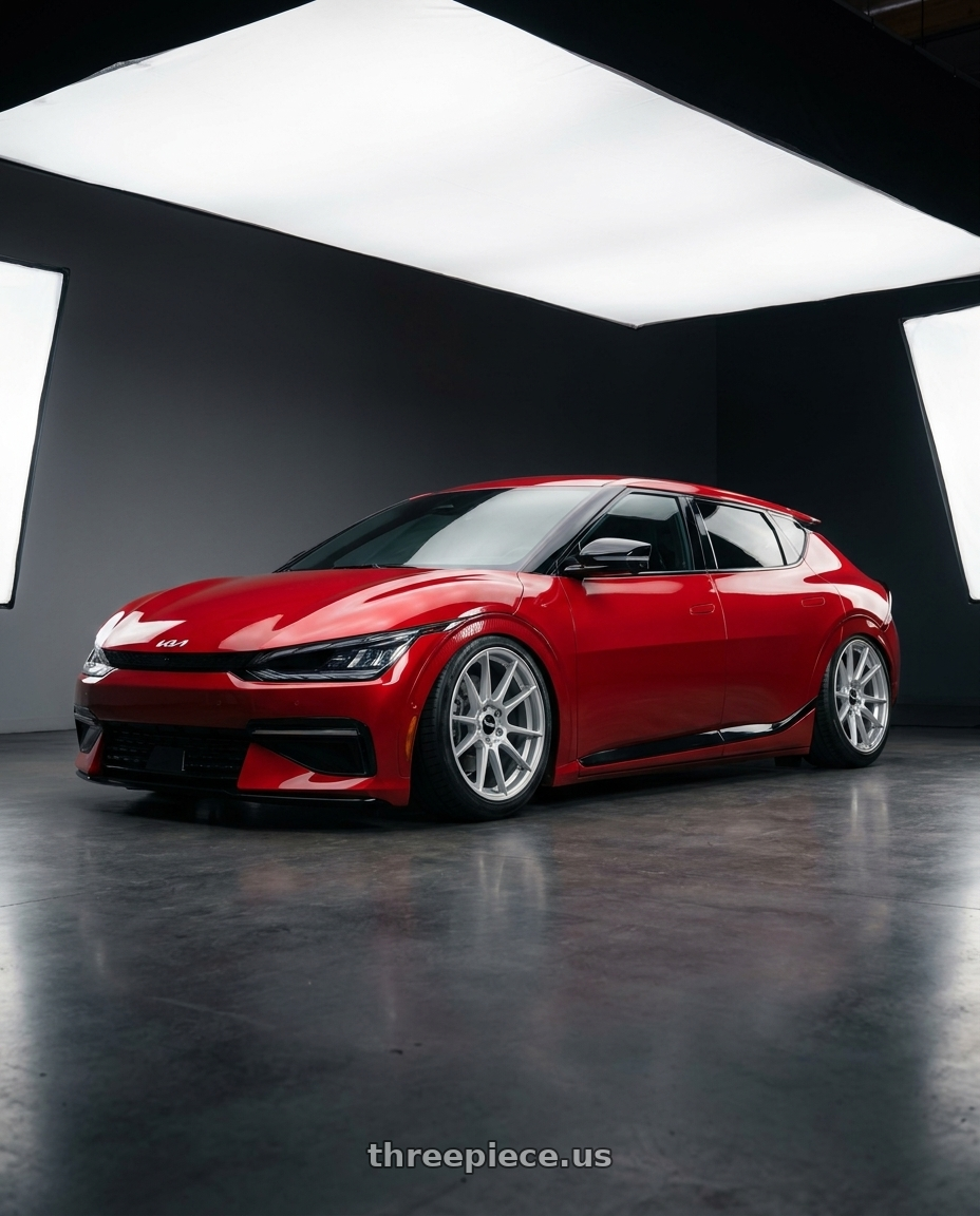 2022 Kia ev6 with Rotiform 1PC R133 FLG 5X114.3 19X8.5 +45 GLOSS SILVER wheels