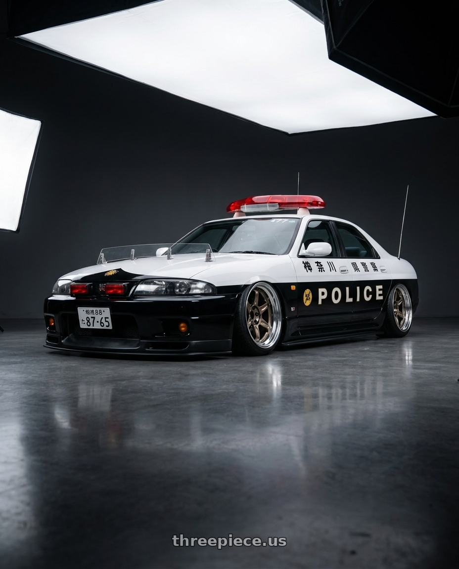 1998 Nissan Skyline GT-R Autech 神奈川県警視庁 with Volk Racing 21C SPEC-SR 5x114.3 18x10.5 +15 SHINING BRONZE METAL / RIM DC wheels
