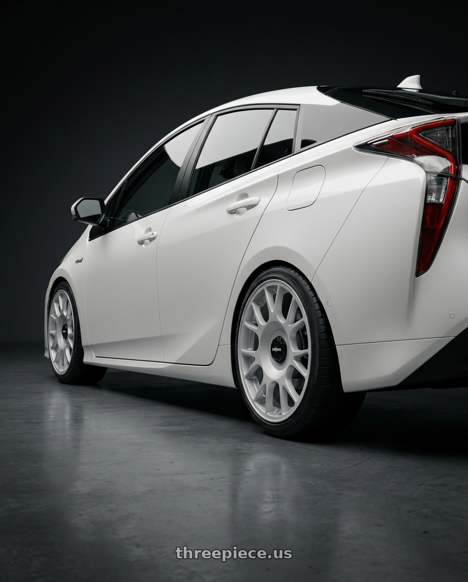 2016 toyota prius 4 with Rotiform 1PC R188 TUF-R BLANK 18X8.5 +20 SILVER wheels rear three quarter view square tires