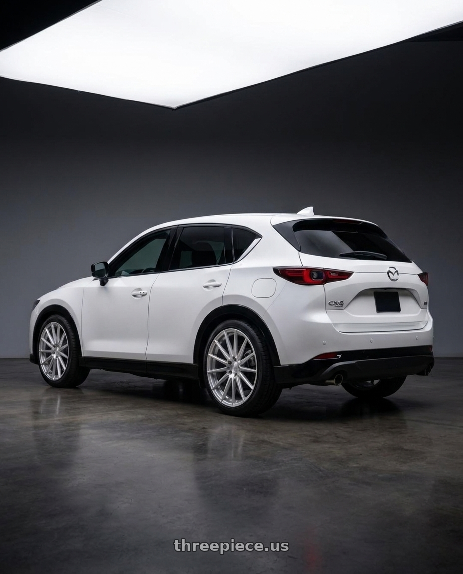 2026 MAZDA CX5 with Avant Garde Wheels M615 5X120 20x8.5 +30 Silver Machine wheels rear three quarter view square tires