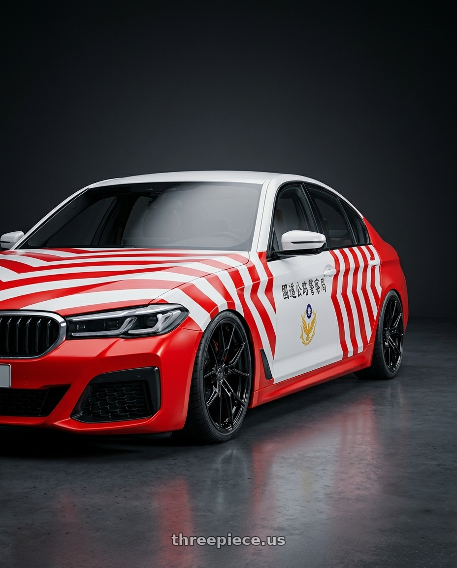 2021 bmw 5-series sedan 520i m sport (台灣國道紅斑馬) with E5 Wheels Daytona 5x120.65 20x12+50 BK wheels