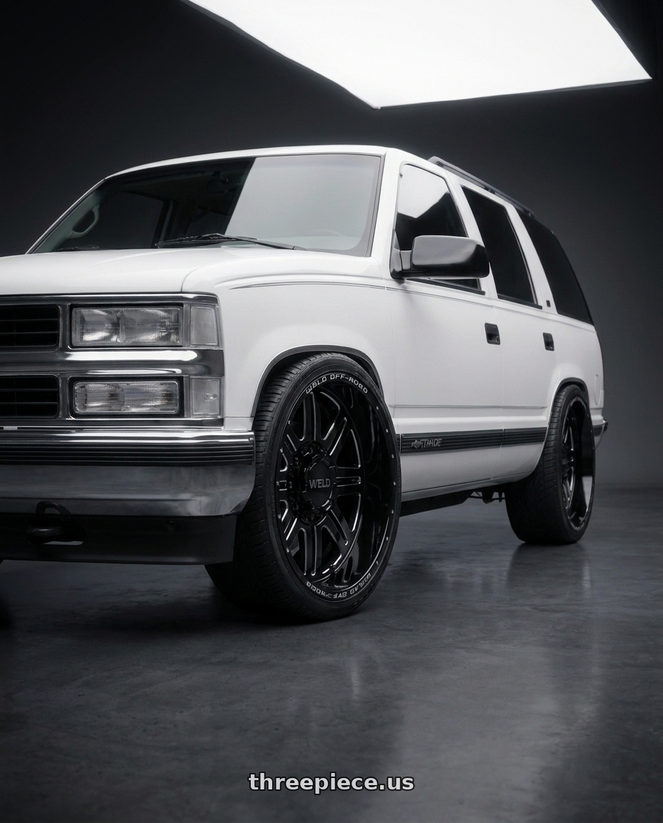 1999 Chevy Tahoe with WELD Off-Road Chasm 5x127 20x9 0 Gloss Black/Milled wheels