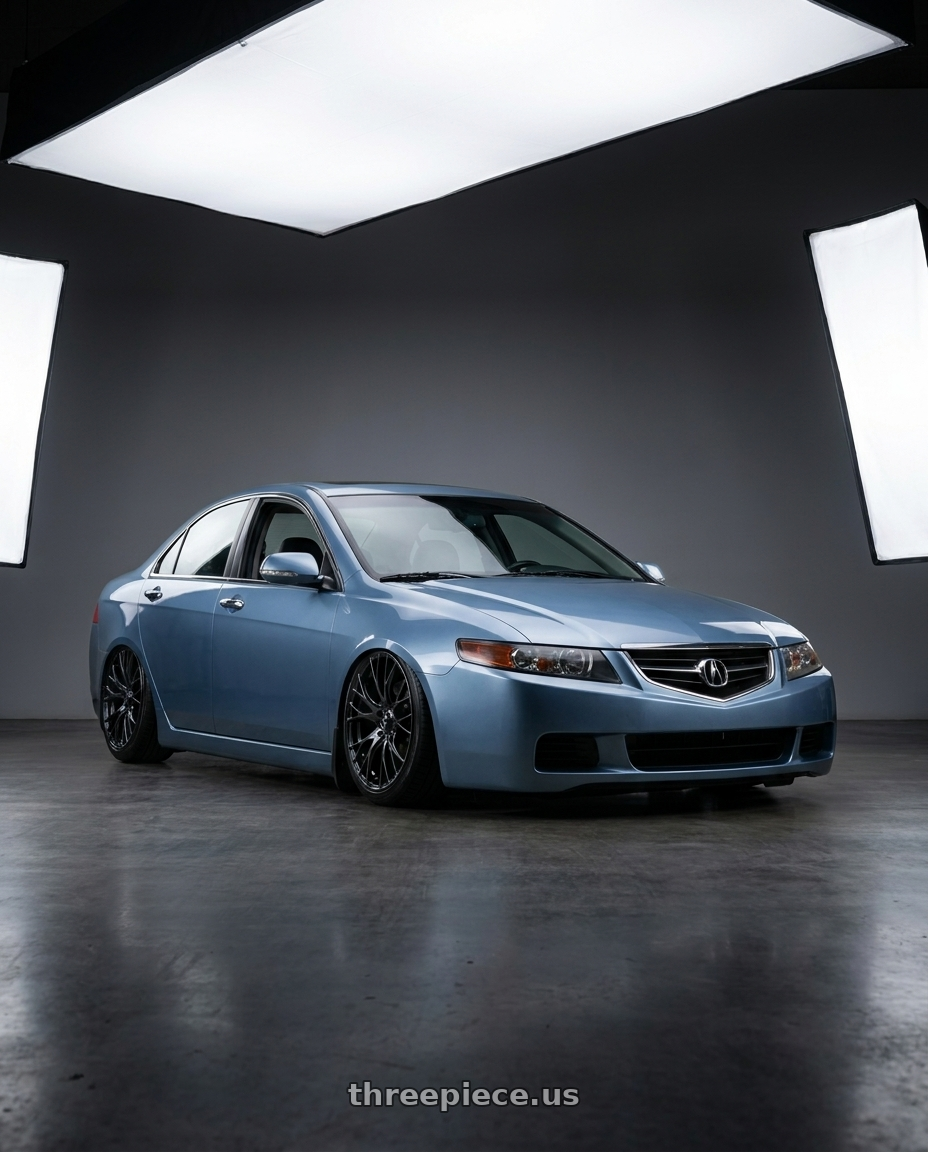 2005 Acura Tsx with WedsSport SA-20R 5x114.3 17x7.5+45 Weds Black Clear wheels