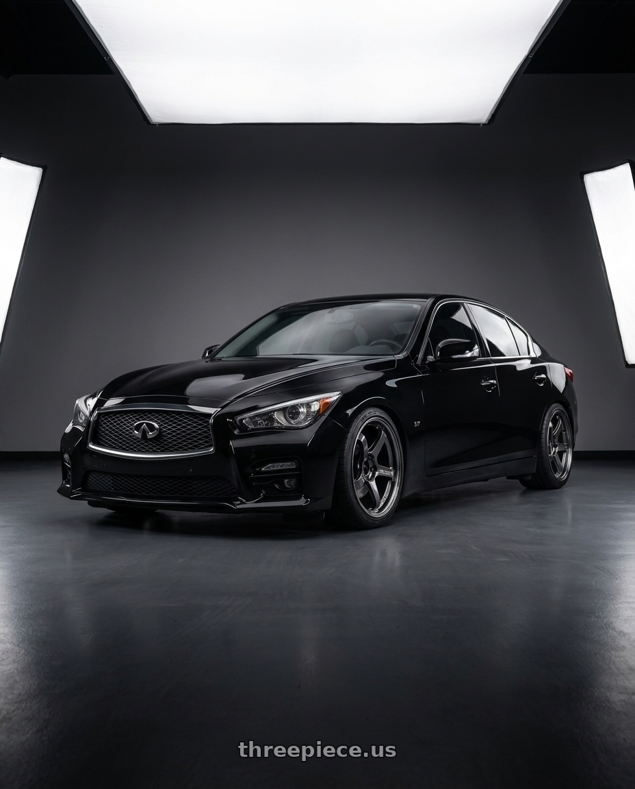 2017 Infiniti Q50 Sport with Advan Racing R6 5x120 20x9.5 +22 MACHINING & BLACK COATED GRAPHITE wheels