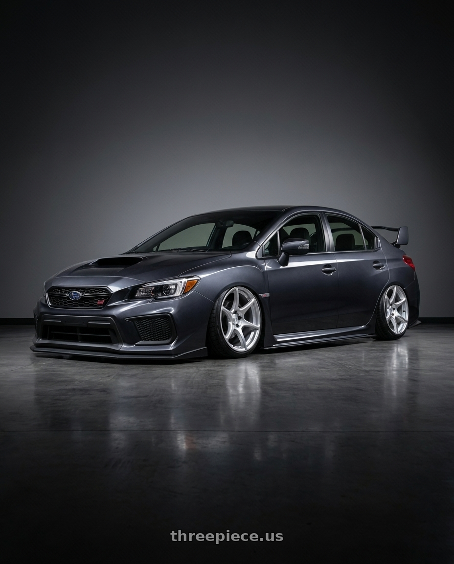 2018 Subaru Sti with Kansei K11S Tandem 5X112 19x9.5 22 Hyper Silver wheels