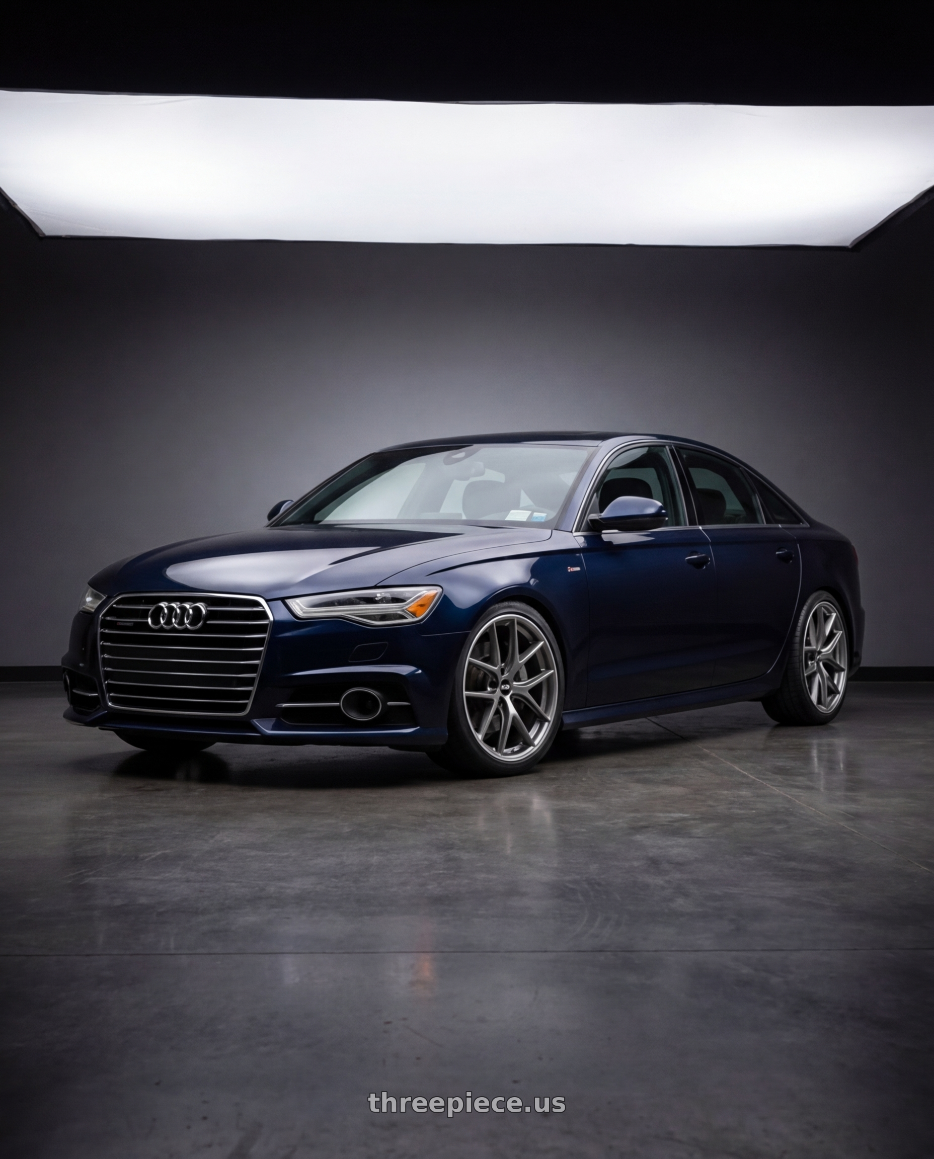 2017 Audi A6 Midnight Blue Metallic with BBS CI-R 5x112 19x8 +44 Platinum Silver Polished Rim Protector wheels