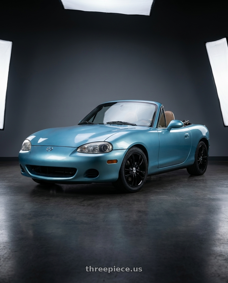 2002 Mazda Miata with TOUREN TR22 3222 4x100/4x114.3 14x6 +40 GLOSS BLACK wheels