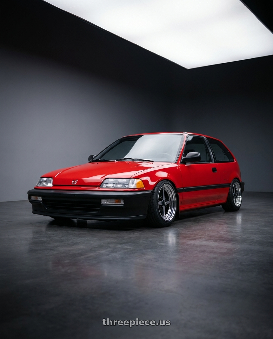 1991 HONDA CIVIC with Equip 01 Black Polish 4x100 15x8.5 +29 wheels