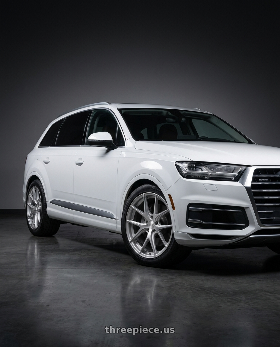 2017 Audi Q7 with Avant Garde Wheels M580 5X112 20x10 +25 Satin Silver wheels