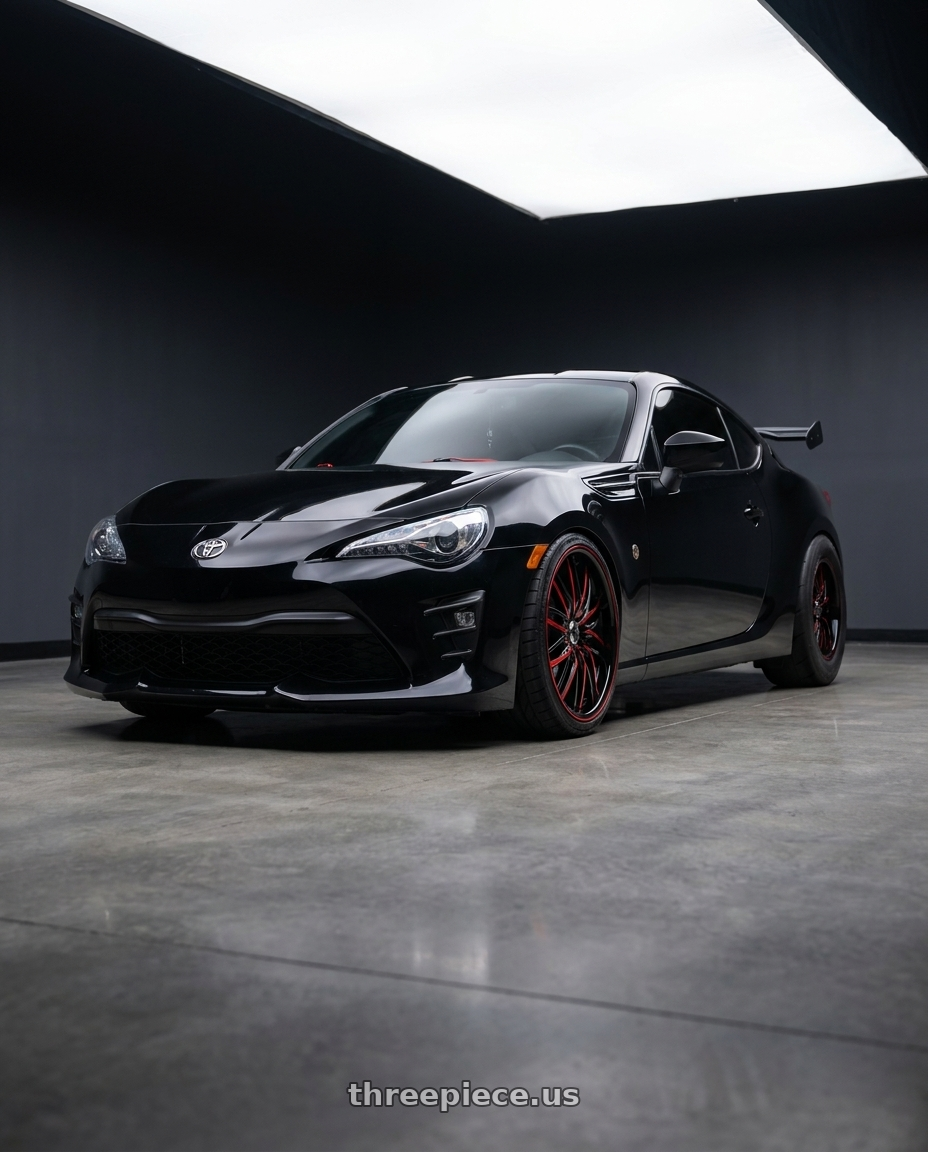 2018 toyota 86 with WHITE DIAMOND W3108 5x100/5x114.3 18x8+35 RED FACE / BLACK wheels
