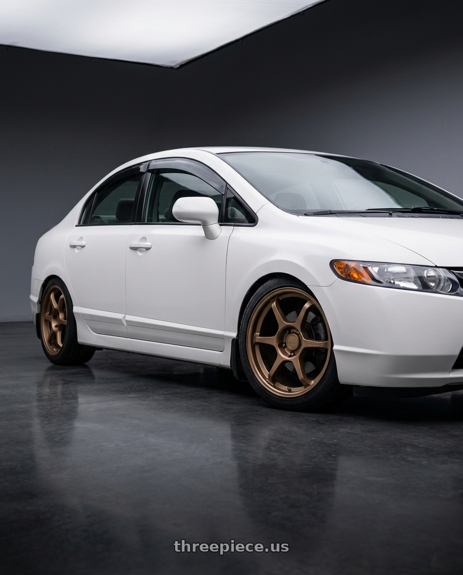 2007 honda civic ex with Motegi MR145 TRAKLITE 3.0 5X114.3 17X8.5 +35 MATTE BRONZE wheels