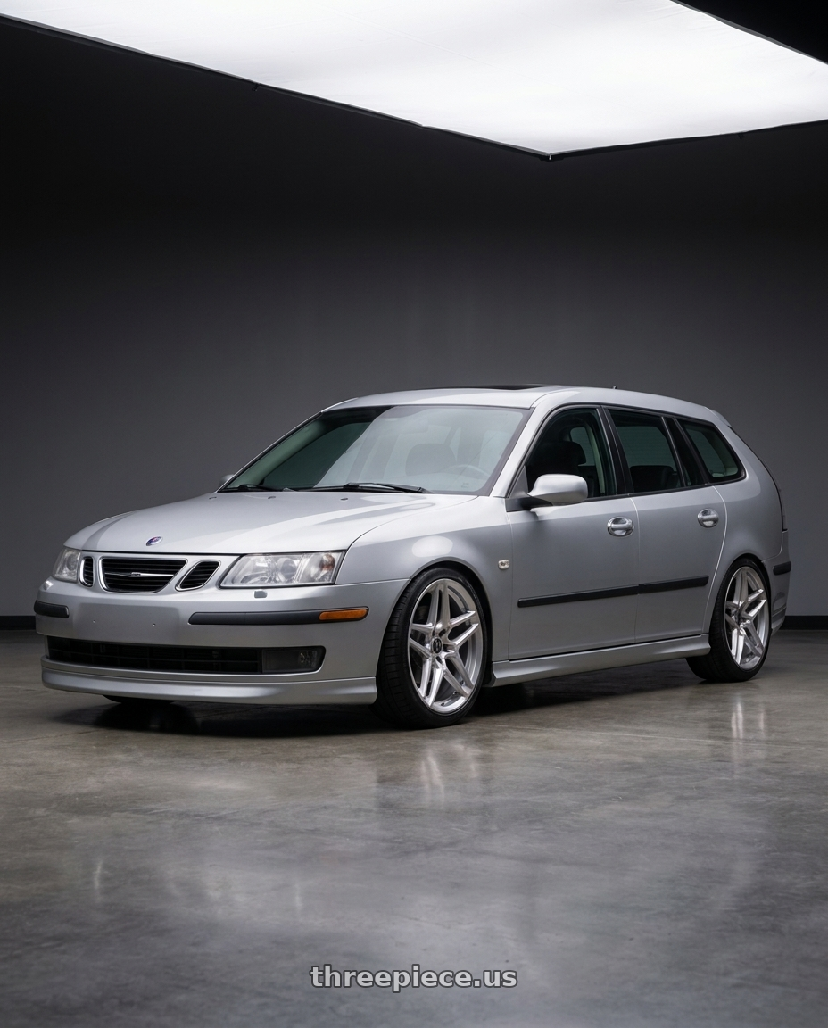 2006 Saab 9-3 with Heritage Wheel EBISU 5x110 18x8.5 +35 Silver wheels