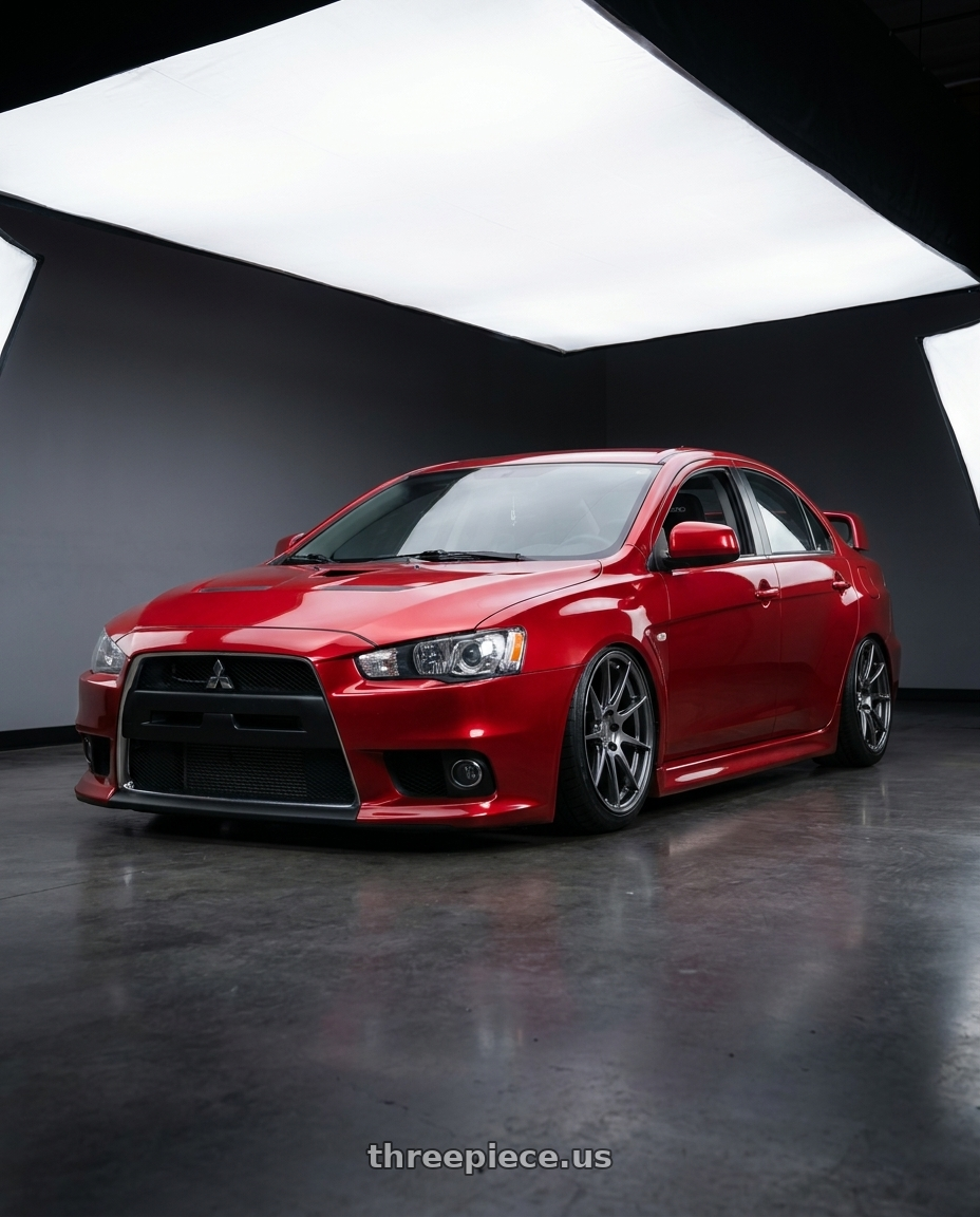 2012 Mitsubishi Lancer Evo X with Aodhan AH09 5x114.3 18x9.5 +35 Hyper Black wheels