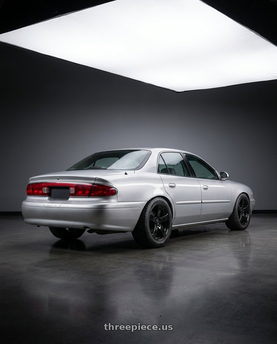 2004 buick century with OE Wheels DG12 5x115 20x8+24 Satin Black wheels rear three quarter view meaty tires