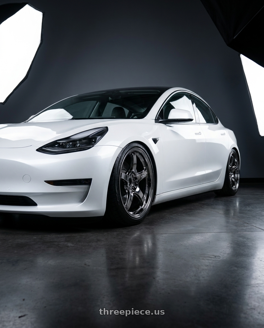 2021 tesla model 3 sr with Gram Lights 57CR LIMITED 5x114.3 19x9.5+25 Rays Black Metal Coat wheels