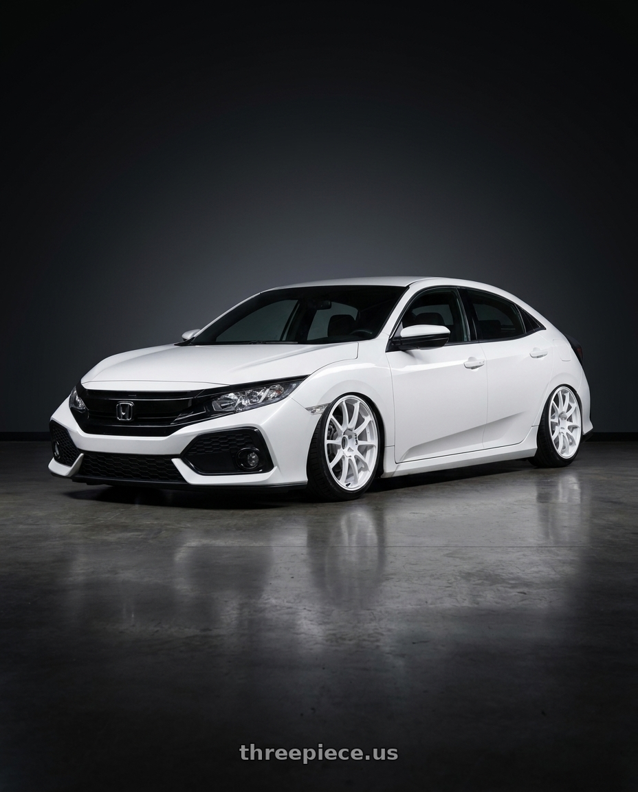 2019 Honda Civic with Advan RCIII 5x114.3 18x7.5+45 White wheels