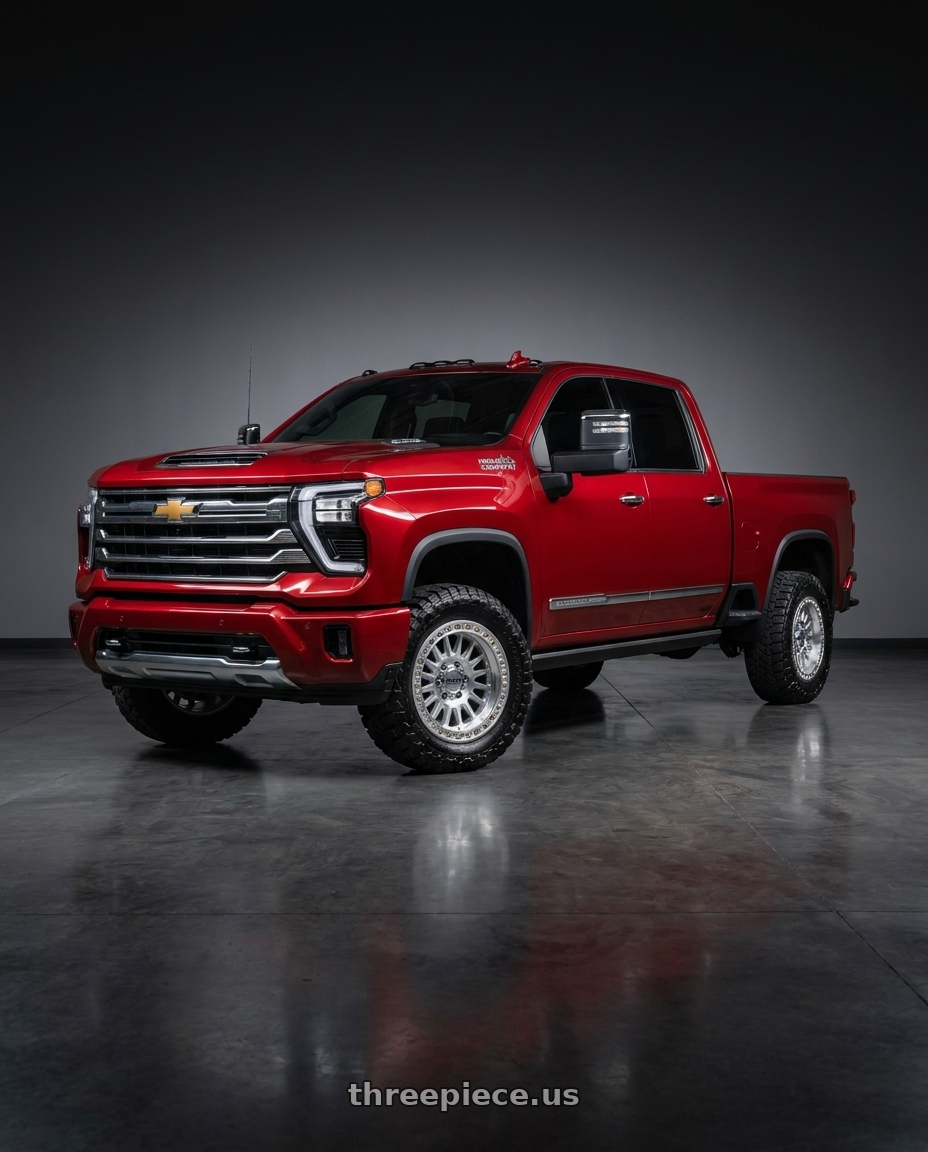 2025 Chevrolet 2500hd high country with KMC KM552 IMS 8X180 18x9 +18 GLOSS SILVER W/ MACHINED FACE wheels