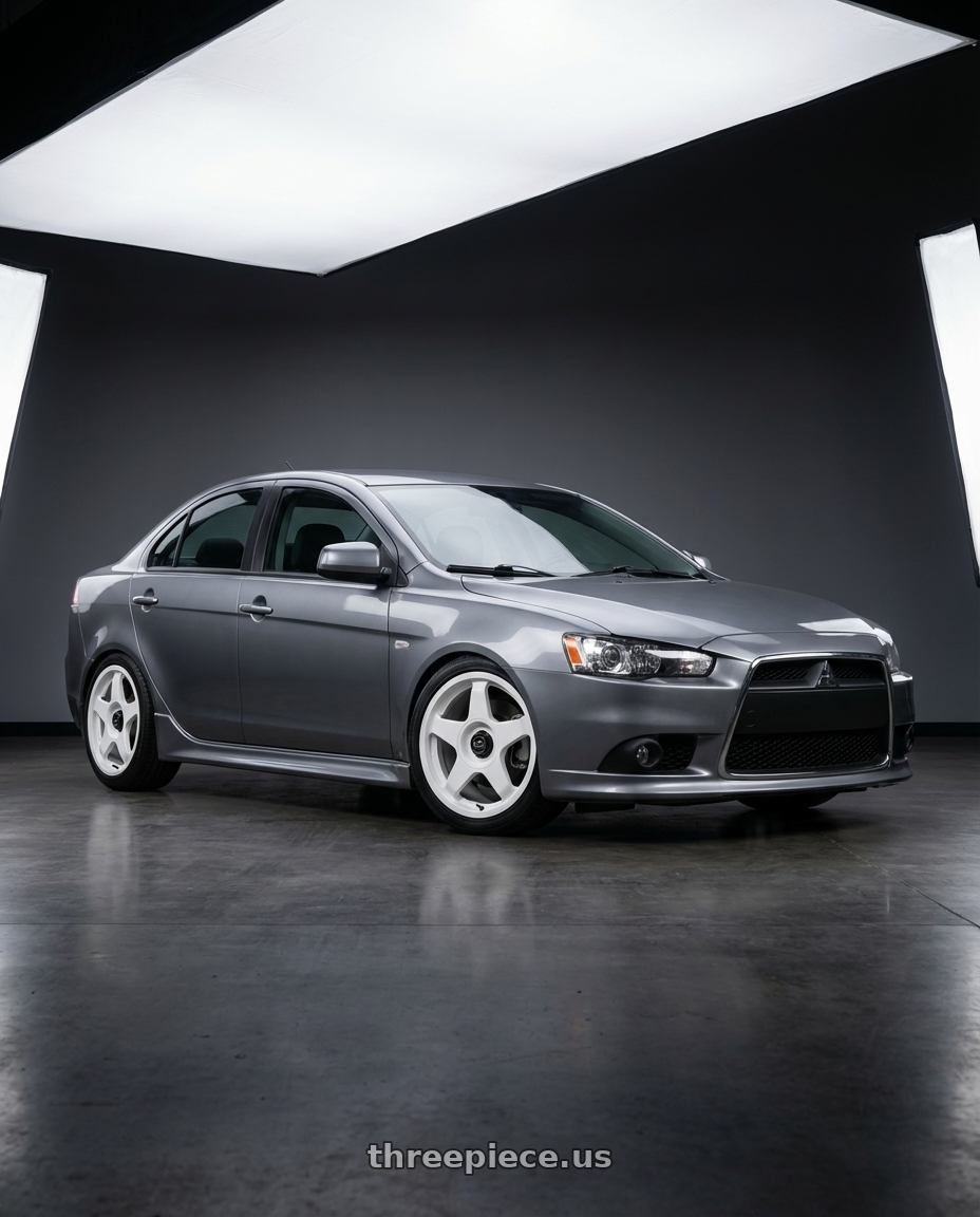 2014 Mitsubishi Lancer Ralliart with fifteen52 CHICANE 5x114.3 / 5x100 18x8.5 +35 RALLY WHITE (GLOSS WHITE) wheels
