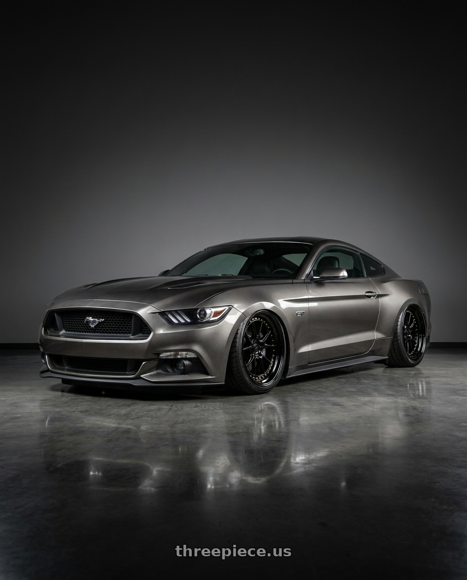 2015 Mustang gt with Aodhan DS08 5X114.3 19x9.5+30 Gloss Black W /Gold Rivets wheels