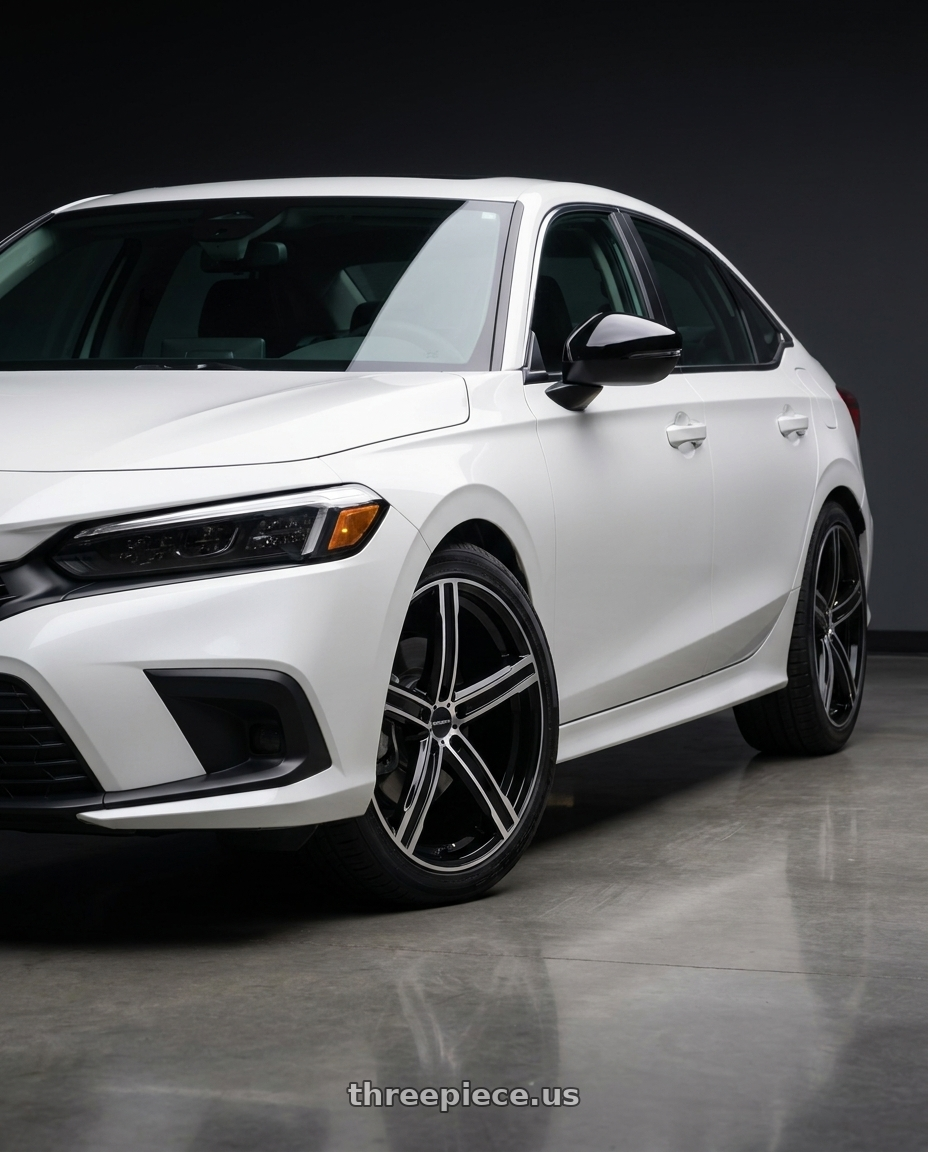 2026 Honda civic sport hybrid with Vision Street-Designs 469 Boost 5x114.3 16x7+38 Gloss Black Machined Face wheels