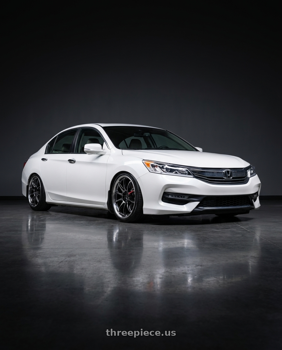 2016 honda accord with Work Emotion Zr10 5x100 18x8.5 +32 Glim Black Diamond Rim cut wheels