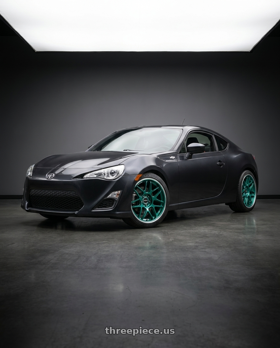 2013 scion frs with Motegi MR158 TSUBAKI 5X100 18x9.5 +40 HOKKAIDO GREEN W/ MACHINED LIP wheels
