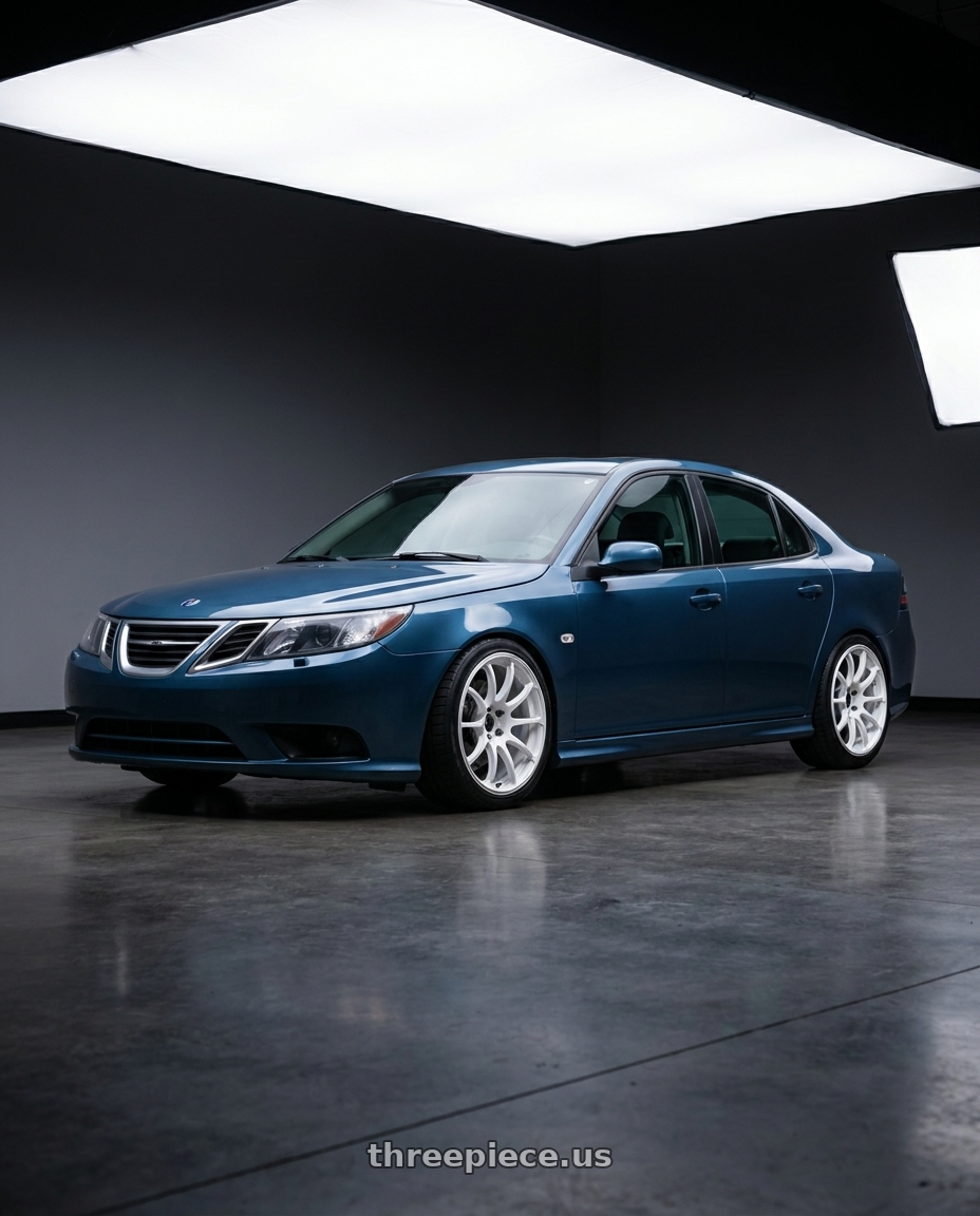 2008 Saab 9-3 2 0T with Advan Racing RSIII 5x110 18x8.0 +33 RACING WHITE METALLIC & RING wheels