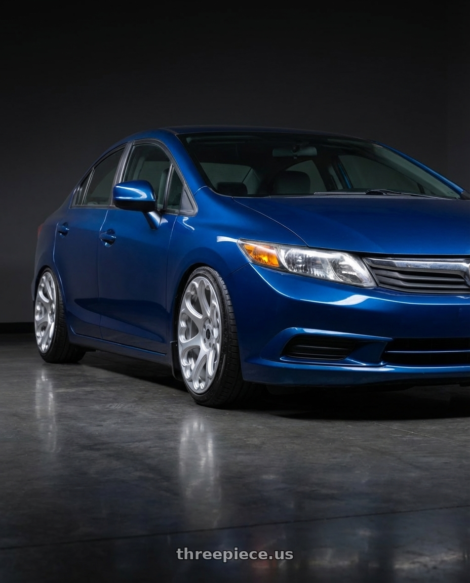 2012 Civic EX with HERITAGE WHEEL KOKORO MONOC 5x114.3 17x8 +25 SILVER wheels