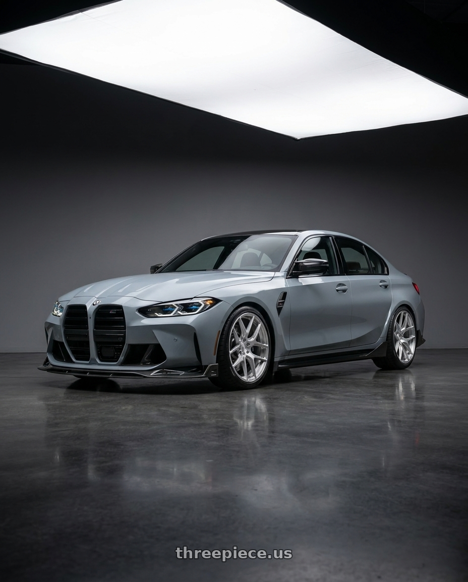 2022 BMW M3 Competition xDrive with MRR FS1 5x112 19x10  +25 Brushed Clear wheels