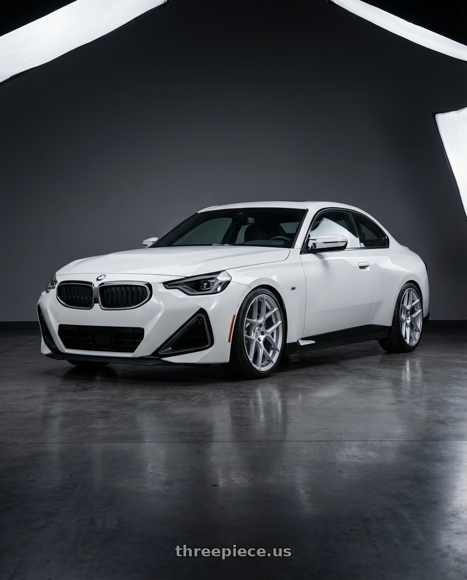 2024 BMW 2 Series G42 with Aodhan AFF2 5x112 19x9.5+35 Gloss Silver Machined Face wheels