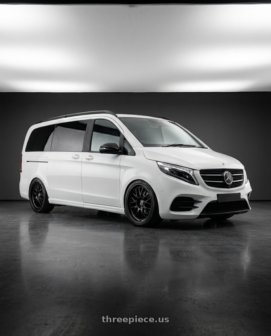 2023 V220d Amg Line White with fifteen52 HOLESHOT 5x112 19x8.5 +45 ASPHALT BLACK (SATIN BLACK) wheels