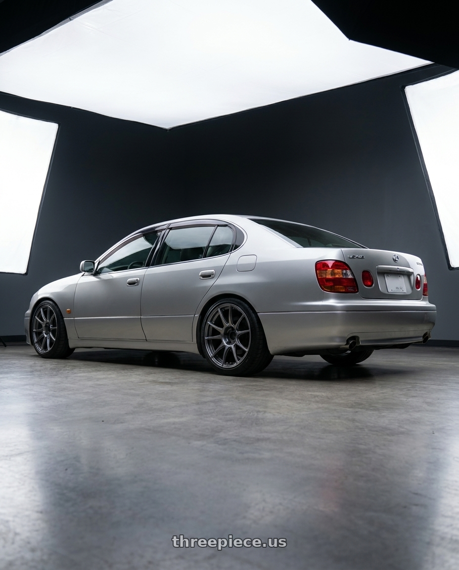 2001 Lexus gs300 with Ssr Gtx01 5x114.3 18x9.5+22  DARK SILVER wheels rear three quarter view meaty tires