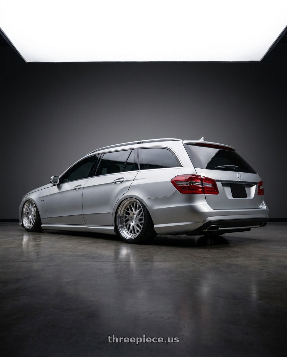 2010 Benz s212 with Heritage Wheel OKAYAMA-DIR wheels rear three quarter view slight stretch tires
