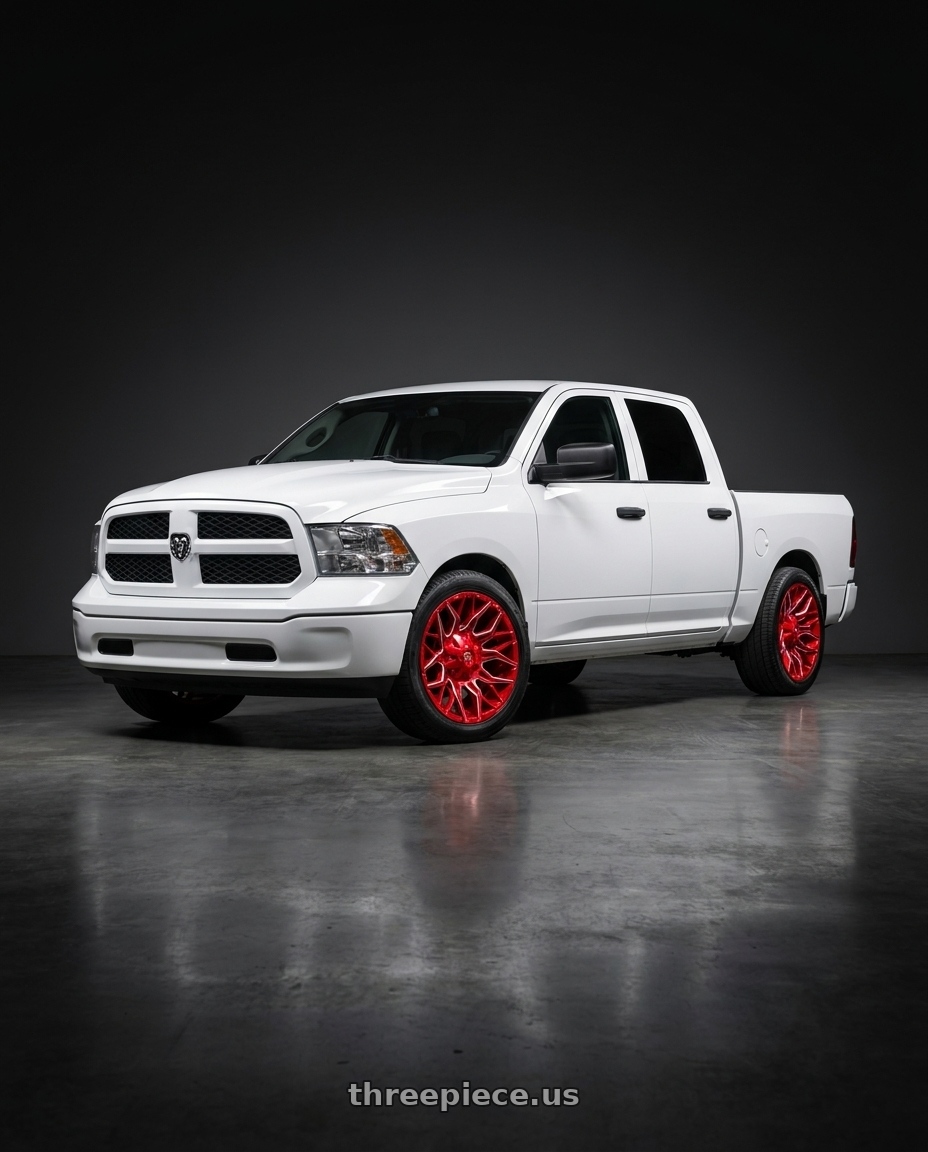 2016 Ram 1500 with Fuel 1PC D771 TWITCH 5X139.7/5X150 22X10 -18 CANDY RED MILLED wheels