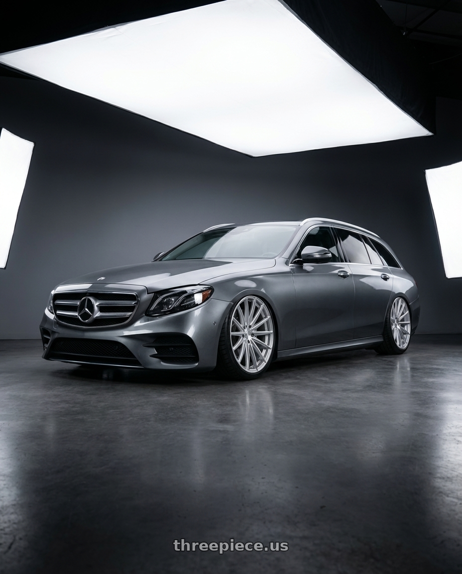 2020 mercedes e300de wagon with XO LONDON 5X112 19X10 +52 SILVER W/ BRUSHED FACE wheels