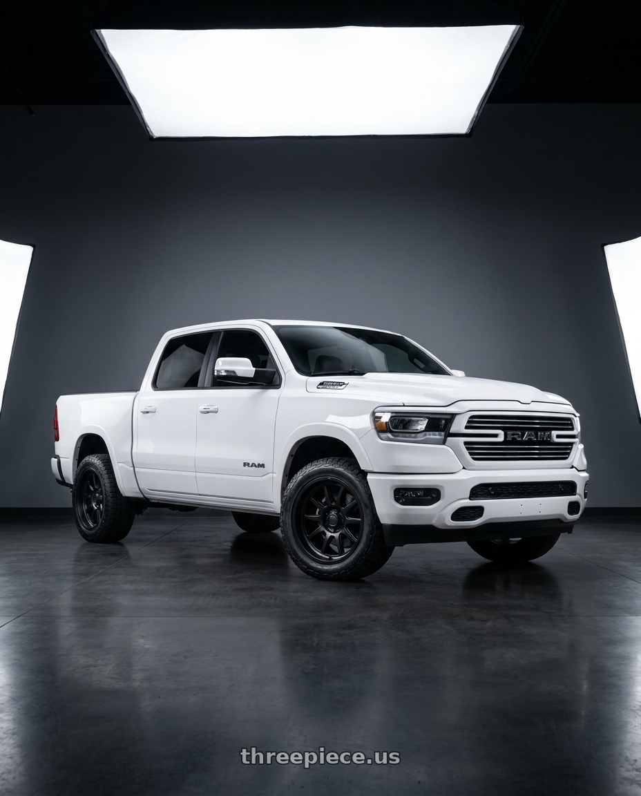 2021 Ram 1500 Laramie with Ion Type 143 6x139.7 20x9+18 Matte Black wheels