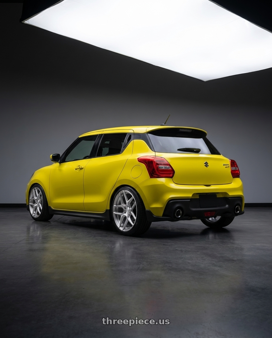 2020 Suzuki Swiff Sport with MRR FS1 5x130 18x8.5  +45 Brushed Clear wheels rear three quarter view square tires