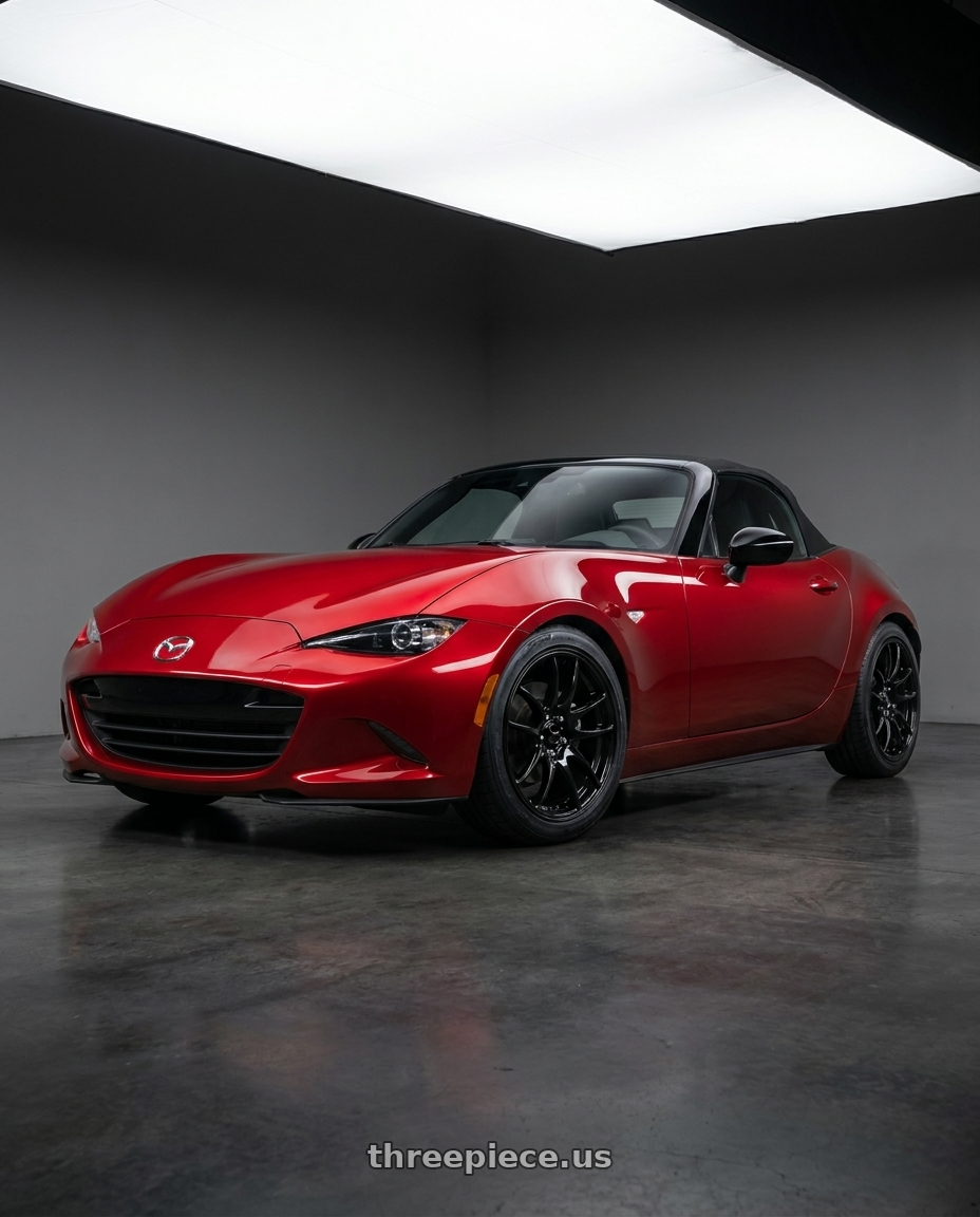 2024 mazda mx5 with Vors TR4 4x100/4x114.3 17x8  +35 Gloss Black wheels