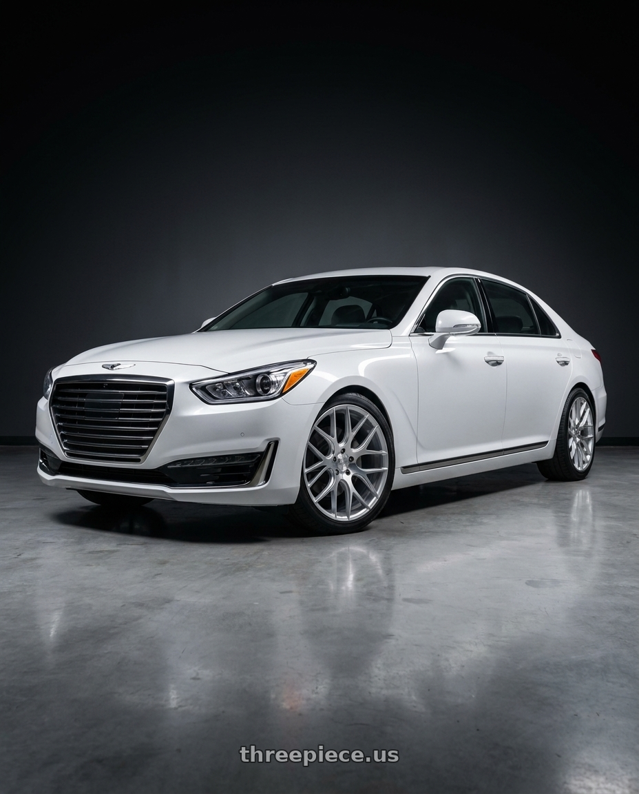 2018 genesis g90 ultimate with DOLCE PERFORMANCE MONZA 5x114.3 20x10 +40 Gloss Silver Machined Face wheels
