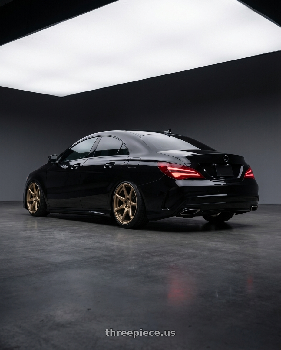 2018 Mercedes-Benz CLA C117 with Kansei K11B Tandem 5X112 19x10.5 22 Bronze wheels rear three quarter view slight stretch tires