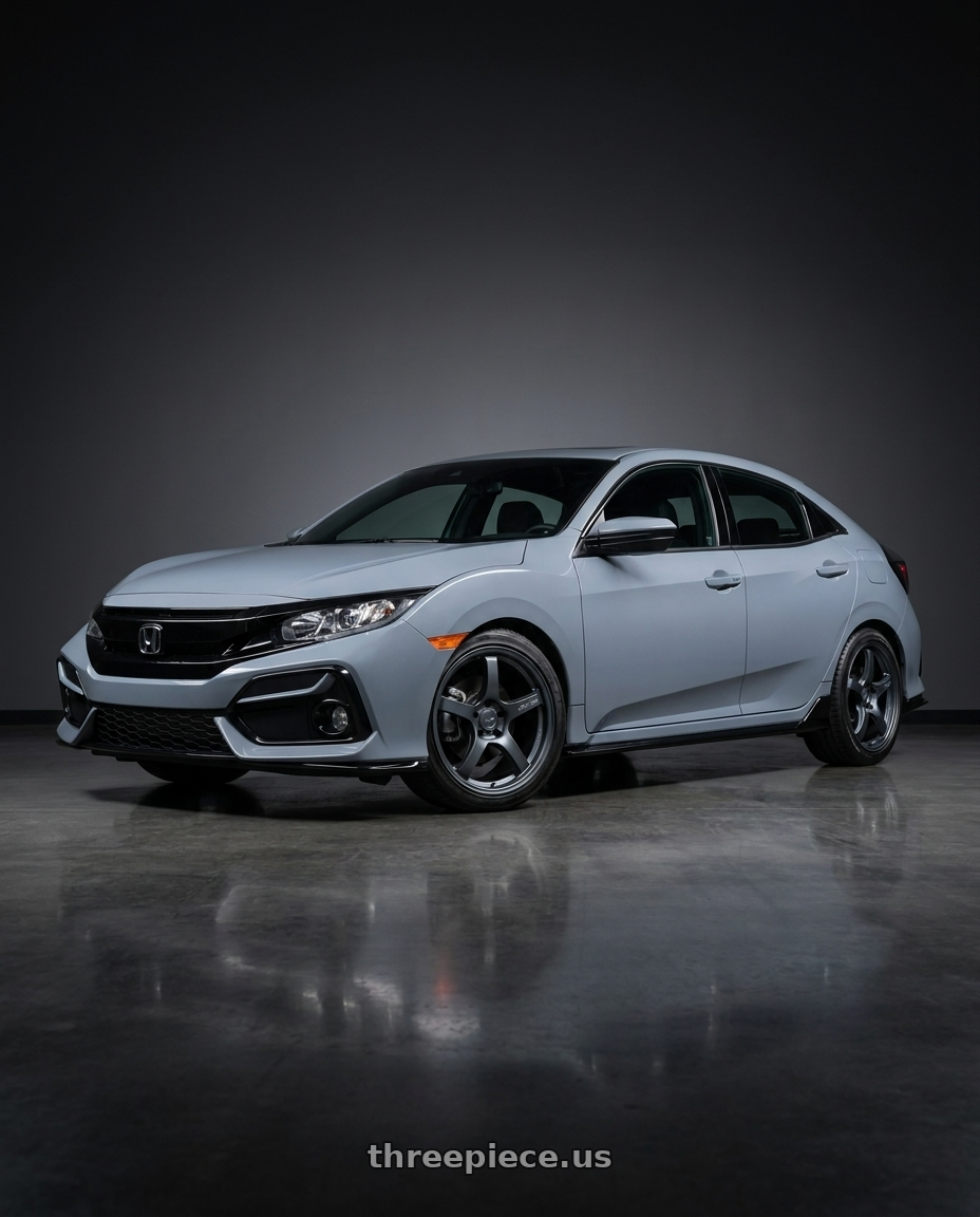 2021 Honda Civic sports Hatchback with Gram Lights 57CR 5x114.3 18x8.5+37 Gunblue II wheels