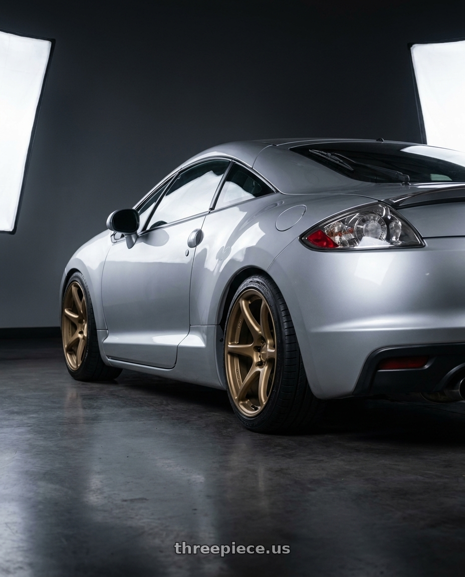 2010 Mitsubishi Eclipse with Kansei K11B Tandem 5x114.3 18x9 12 Bronze wheels rear three quarter view square tires