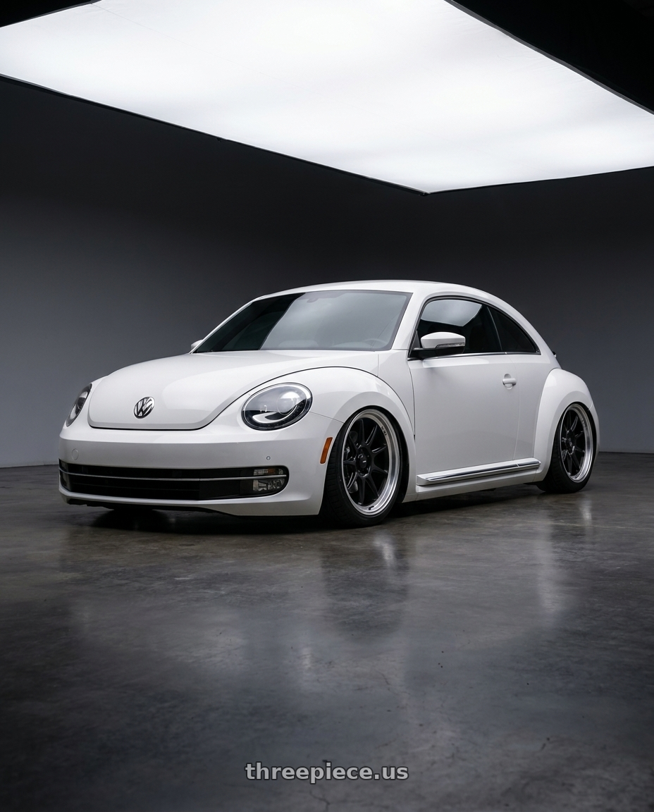 2016 Volkswagen Beetle Turbo with Konig Countergram 5x112 19x11+40 Matte Black / Matte Machined Lip wheels