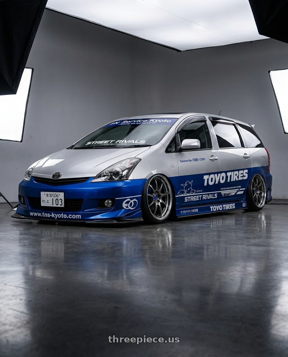 2008 toyota wish with Work Emotion D9r 5x100 18x8.5 +47 Gt Silver Rim Cut wheels