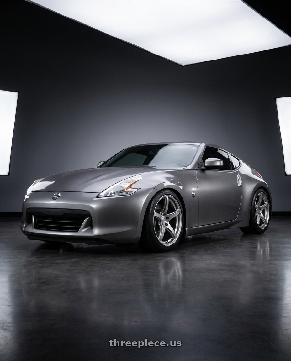2009 Nissan 370 Z with Work Emotion T5r 5x114.3 18x10.5 +12 Glow Silver wheels