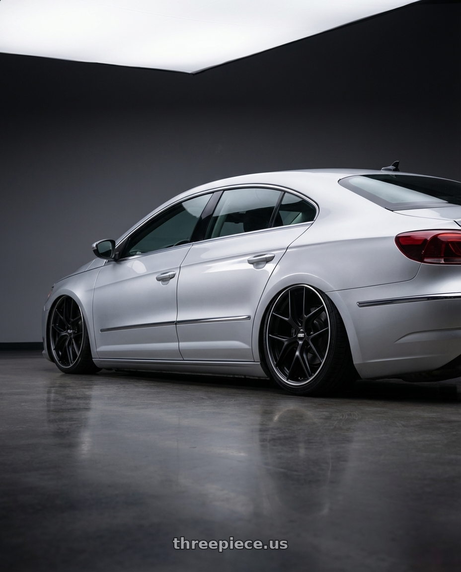 2015 Volkswagen CC with BBS CC-R 5x112 19x8.0+27 Satin Black wheels rear three quarter view slight stretch tires