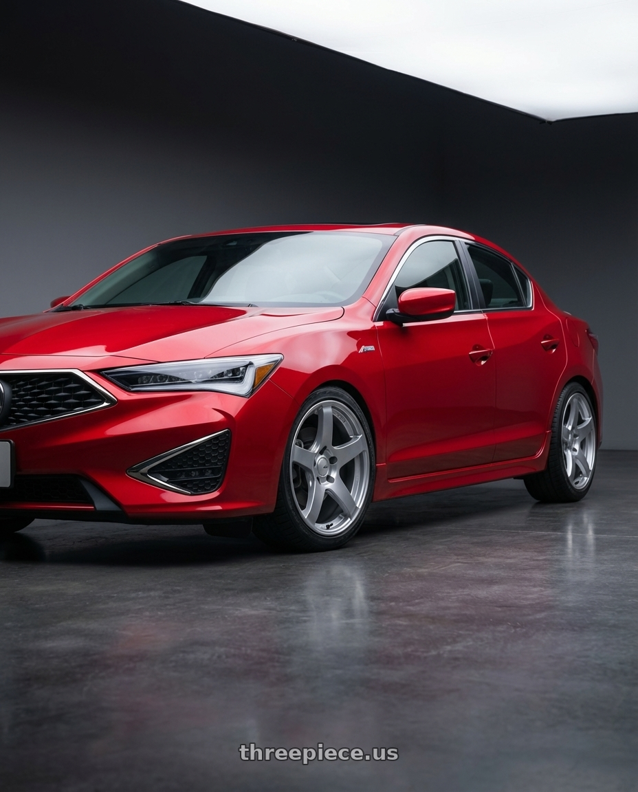 2012 Acura ILX with Ssr Gtv01 5x114.3 17x7+42  GLARE SILVER wheels front three quarter view lowered stance