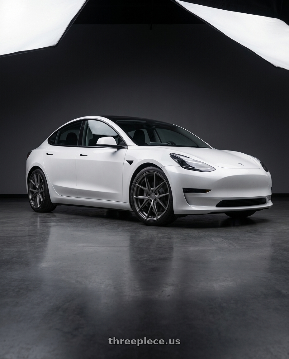 2023 Tesla Model 3 with Niche 1PC M116 MISANO 5X114.3 19X9.5 +35 MATTE GUN METAL wheels